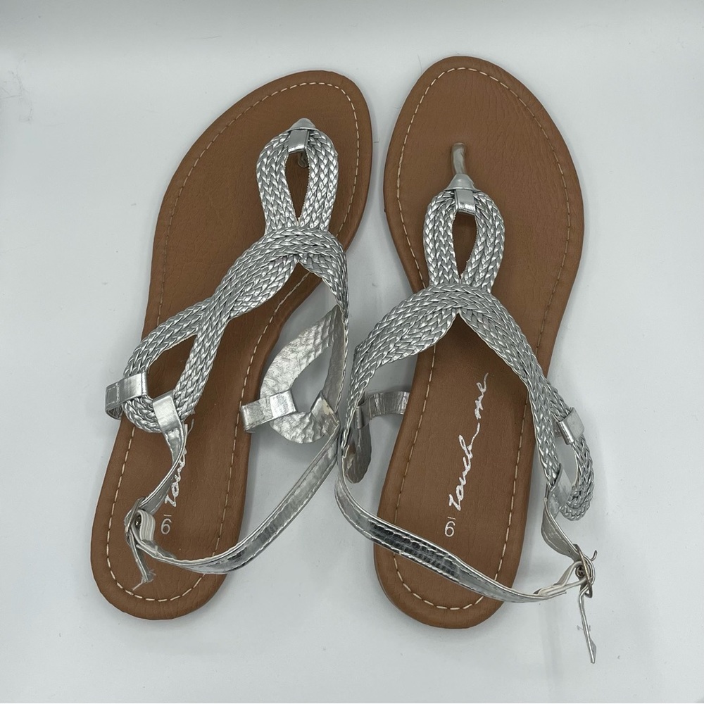 Silver Braided Size 9 Rope Style Design Sandals